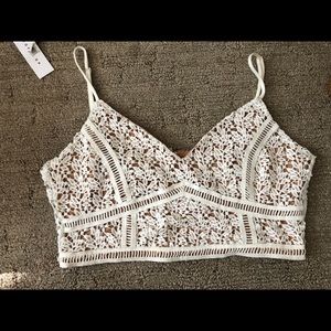 Kendall and Kylie White Lace Crop Top